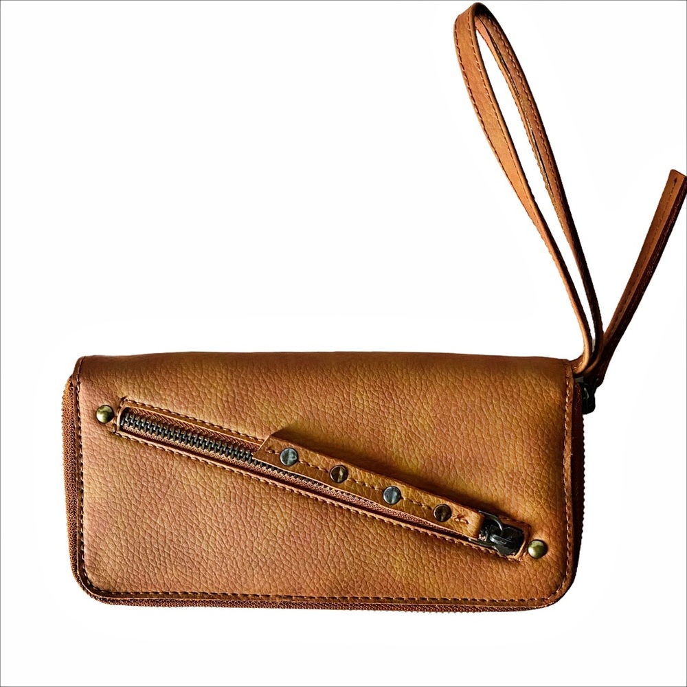 Free People Distressed Vegan Wallet Wristlet in Brown